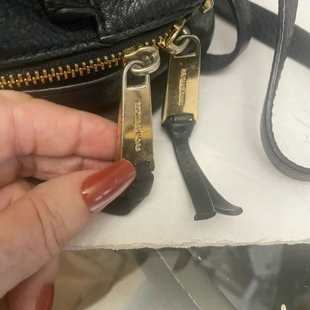 Michael Kors Rhea Black Pebbled Leather Backpack